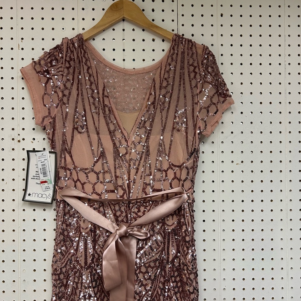 R&M Richards Blush Pink Sequin Prom Dress - Picture 5 of 10